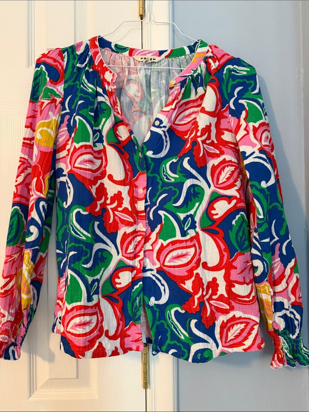 Colorful Boden Button-Front Women’s Doublecloth top